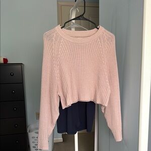 Pink Ribbed Knit Sweater